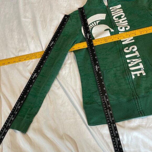 Michigan State Spartans Green Burn Out Zip-Up Hoodie Womens S Creative Apparel - Picture 7 of 10